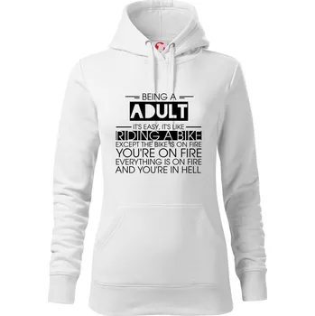 Dámská mikina Being a adult - bike - Mikina dámská Cape s kapucí - XS ( Bílá )