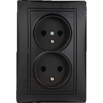 Stavebniny Kanlux 36617 DOMO Zásuvka dvojitá, kompletní - černá matná