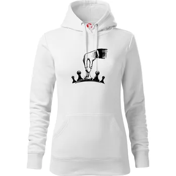 Dámská mikina Šachy - ruka - Mikina dámská Cape s kapucí - S ( Bílá )