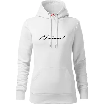 Dámská mikina Řekni to - Nečum - Mikina dámská Cape s kapucí - XS ( Bílá )