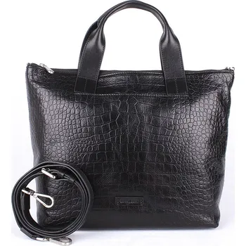 Kabelka Gianni Conti Velká luxusní kožená černá kabelka shopperbag do ruky 14 černá