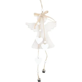 Vánoce Anděl Přerov Anděl dřevěný na zavěšení 11 x 25 cm, bílý