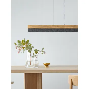 Lineární svítidlo Gant C1 4000K, d. 122cm, spálené dřevo Barva el. vedení: Světle šedá, Povrch - materiál: Dubové dřevo, Délka kabelu: 5 m