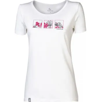 Dámské tričko Triko krátké dámské Progress SASA FLOWINDOWS, bílé Velikost: XXL