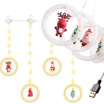 Vánoční světelný závěs KiK KX5249 světelný závěs s figurkami 125 LED teplá bílá