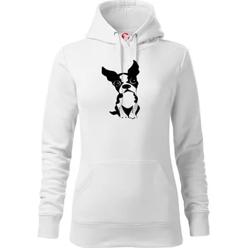 Dámská mikina Bostonský teriér - Mikina dámská Cape s kapucí - 2XL ( Bílá )