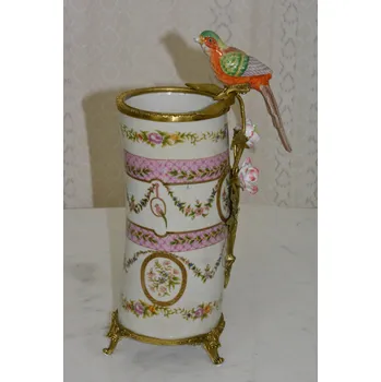 Váza Zámecká váza s ptáčkem - porcelán + bronz
