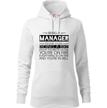 Dámská mikina Being a manager - bike - Mikina dámská Cape s kapucí - XS ( Bílá )