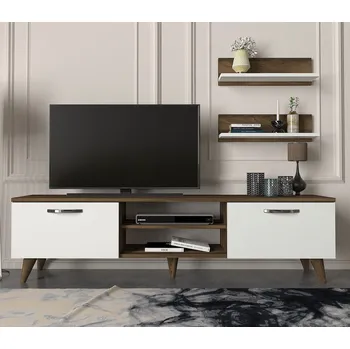 Televizní stolek Televizní stolek s policemi KORMAT ořech/bílá