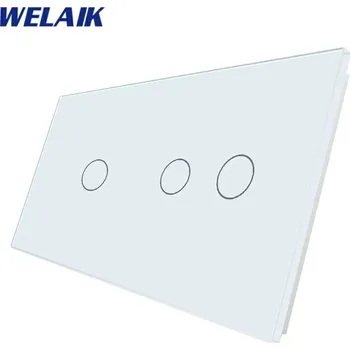vypínač WELAIK dvojnásobný skleněný panel 1+2 - bílý