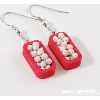 Náramek Živé šperky - Náušnice Vertigo růžové s trvalými bílými květy