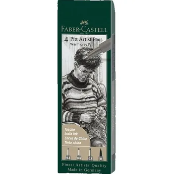 FABER-CASTELL PITT Artist Pen Liner, set 4ks šedé