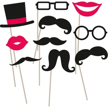 Party dekorace Foto rekvizity Knírky, ústa, brýle, 10 ks