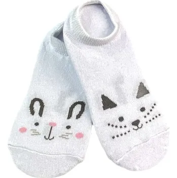 Dívčí botaskové ponožky bílé s kočkou, Velikost 33-35