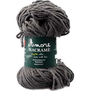 Příze Borgo de' Pazzi Amore Cotton Macrame 75 Tmavě šedá (Borgo de' Pazzi Recyklovaná bavlna Macrame 75)