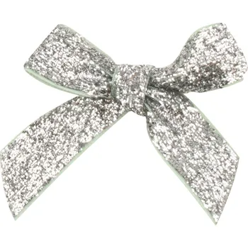 Vánoční dekorace Anděl Přerov Mašle sametová stříbrná třpytivá 8 cm 12 ks