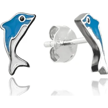 Náušnice Barevné stříbrné náušnice DELFÍNI