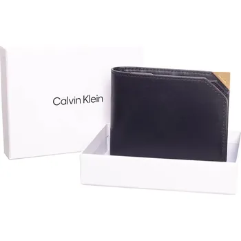 Peněženka CALVIN KLEIN BEZPEČNÁ PÁNSKÁ PENĚŽENKA CUT CORNER BIFOLD 5CC W/COIN ČERNÁ K50K509995 BAX