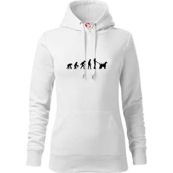 Dámská mikina Evoluce pes afgánský chrt (muž-žena) - Mikina dámská Cape s kapucí - XS ( Bílá )