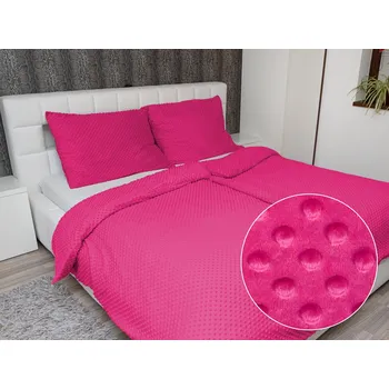 Povlečení Hřejivé ložní povlečení Minky 3D puntíky MKP-018 Purpurové Jednolůžko 140x200 a 70x90 cm