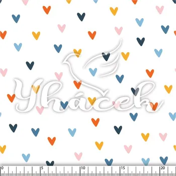 Zakázkový tisk, softshell, kočárkovina... Drobná srdíčka na bílé Látky k tisku: Microfirba