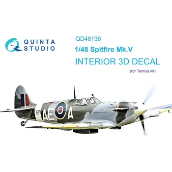 Plastikový model Quinta studio 1/48 Spitfire Mk.V 3D-Printed&col.Interior (TAM)