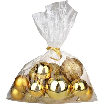 Vánoční ozdoba Anděl Přerov Baňky plast zlaté mix povrchů a velikostí 20 ks