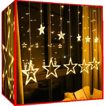 Vánoční světelný závěs Iso Trade ISO14747 světelný závěs hvězdy 138 LED teplá bílá