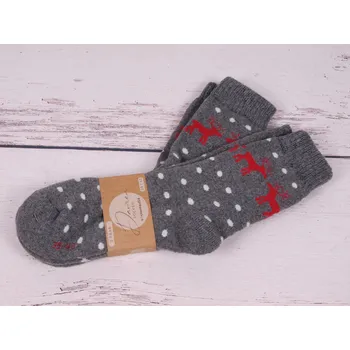 Dámské ponožky CNB BERLIN Termo ponožky SADA 2 PÁRŮ DE 37800 teplé s vlnou šedé s červenými jeleny velikosti ponožek: 26-28 (EUR vel. 39-42)