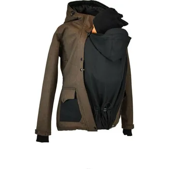 Šátek na nošení dítěte Shara Softshellová bunda zimní, vsadka se vzorem - přední nošení Velikost: S, Vzor: hnědá žíhaná s černou