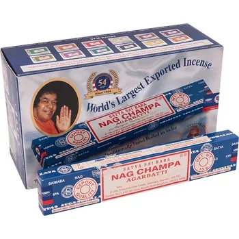Čajovna Karton Satya Sai Baba Nag Champa indické vonné tyčinky 12 krabiček. Množstevní sleva.