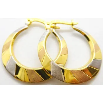 Náušnice Klenoty Budín Mohutné zlaté náušnice kruhy ze tří barev zlata 585/1,50gr HK2057 (Klenoty Budín Mohutné zlaté náušnice kruhy ze tří barev zlata 585/1,50gr HK2057)