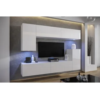 Obývací stěna Ral Obývací stěna LIBA 3, 219 cm - Bílý lesk