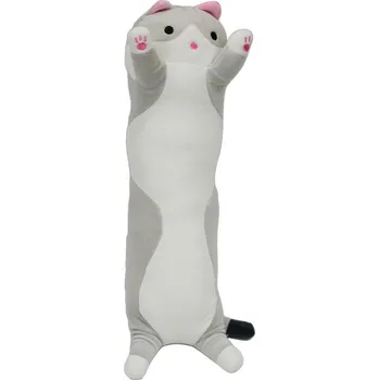 Dekorativní polštářek Plyšový polštář kočka 70 cm šedý