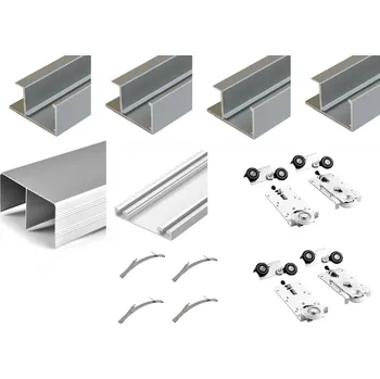 Nábytkové kování LAGUNA Sada kování pro dvoje posuvné dveře SIMA RAMA - 2m / hliník