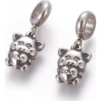 Dětské navlékací korálky Nerezový korálek prasátko se srdíčkem