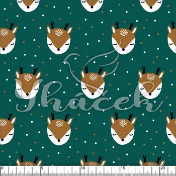 Zakázkový tisk, softshell, kočárkovina... Koloušek a puntíčky na petrolejové Látky k tisku: Microfirba