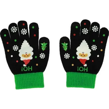 Rukavice Dětské rukavice na mobilní telefon Santa Claus černé (Dětské dotykové rukavice na mobil)