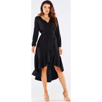 Dámské šaty Asymetrické minišaty z přírodní viskózy A456 Barva: Černá, Velikost: M