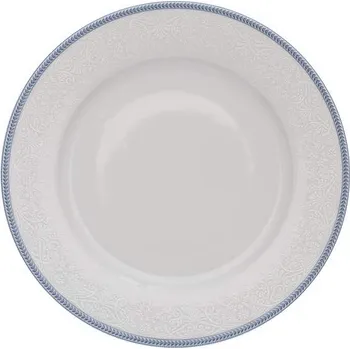 Stolování Thun 1794 Opal, talíř mělký, 27, porcelán, bílá krajka, modrý lem, Thun