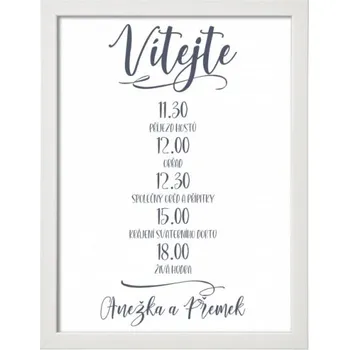 Svatební dekorace Svatební program kaligrafický v rámu - 30x40 cm