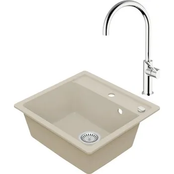 Granitový dřez Granitový dřez Vima s baterií Teorema 500 x 530 mm béžová