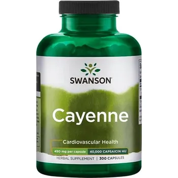 Přírodní produkt Swanson Cayenne (Kajenský pepř), 450 mg, 300 kapslí