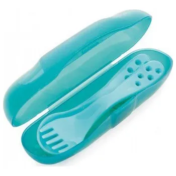 Sada nádobí Canpol babies Plastový příbor v pouzdru > varianta modrá