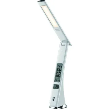 Lampička Kožená stmívatelná LED stolní lampička s displejem 5W 500lm, denní světlo, bílá