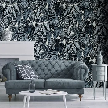 Tapeta Strukturovaná tapeta modrá, vzor listy, 81264HTM ELEPHANT LEAF BLUE / exkluzivní vliesová tapeta na zeď 81264-HTM FEEL! (0,53 x 10,05 m) Hohenberger