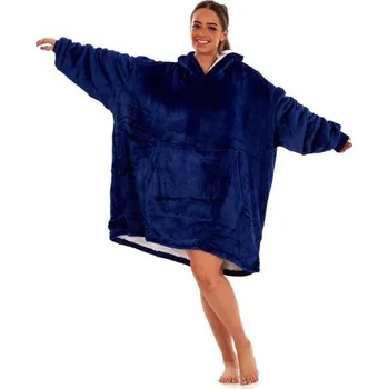 Hřejivá deka s rukávy a beránkem > varianta modrá