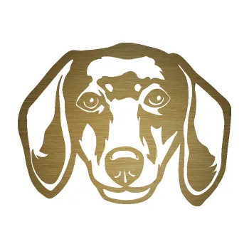 Polep vozidla SAMOLEPKA Pes 180 levá jezevčík (64 - škrábaný kov zlatý) NA AUTO, NÁLEPKA, FÓLIE, POLEP, TUNING, VLASTNÍ TEXT, TISK, AUTOSAMOLEPKY.cz, POLEPY, OBRÁZEK, LOGO, SAMOLEPKY