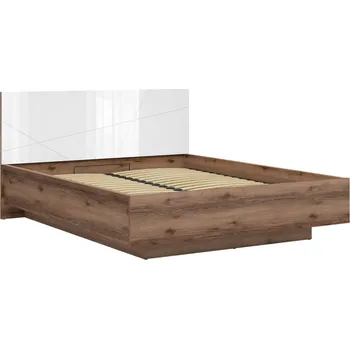 Postel FORN postel LOZ/160/B + rošt, dub delano tmavý/bílý lesk