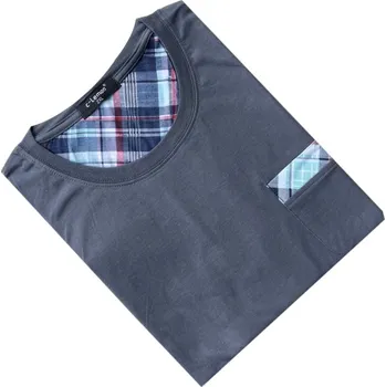 Pánská bavlněná noční košile s krátkým rukávem C-lemon - O Barva: Tmavá šedá, Velikost: M